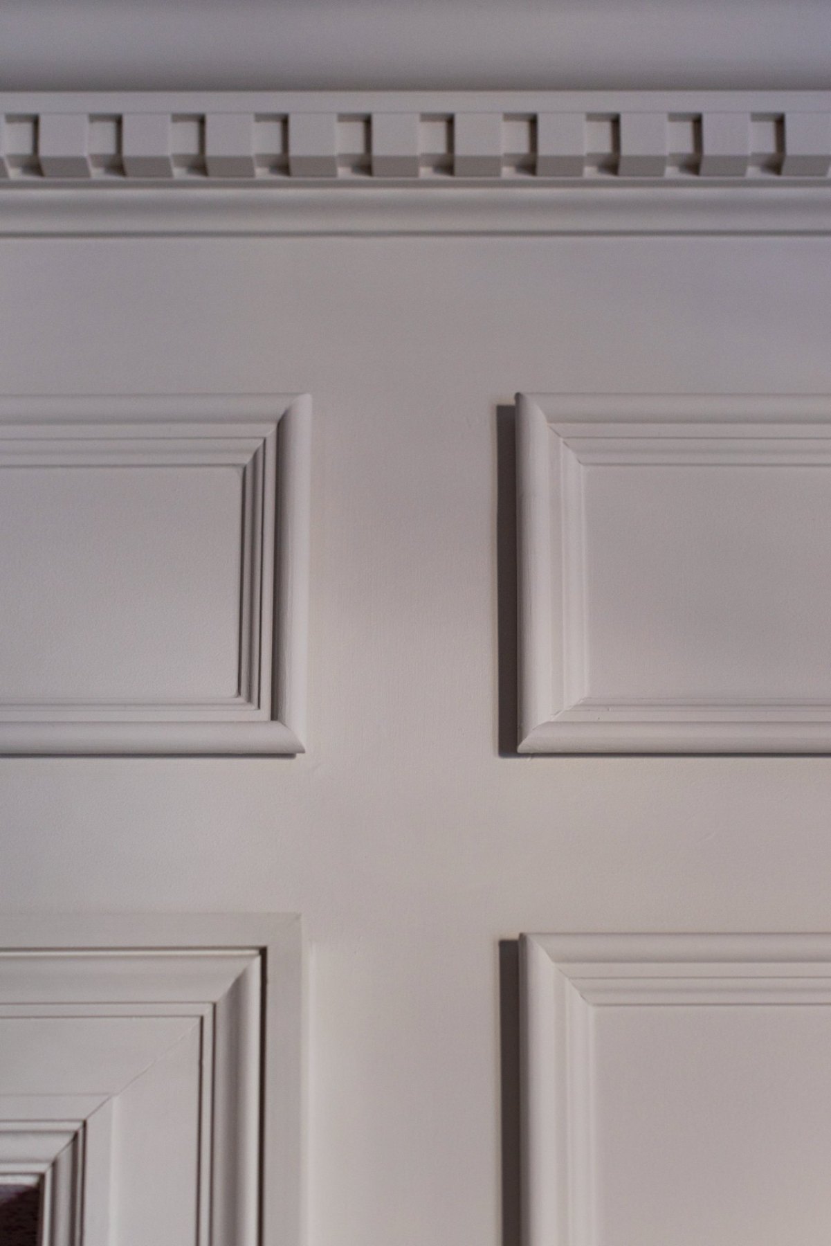 Paneling and dentil cornice
