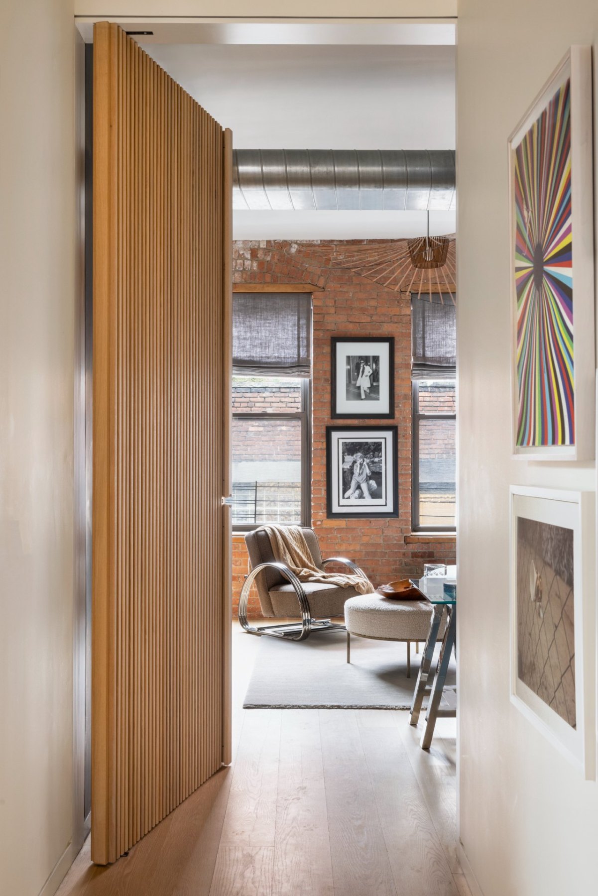 Slatted pivot door