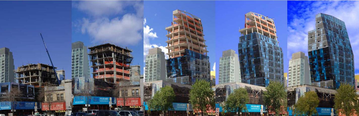 Construction sequence, steel to finished tower