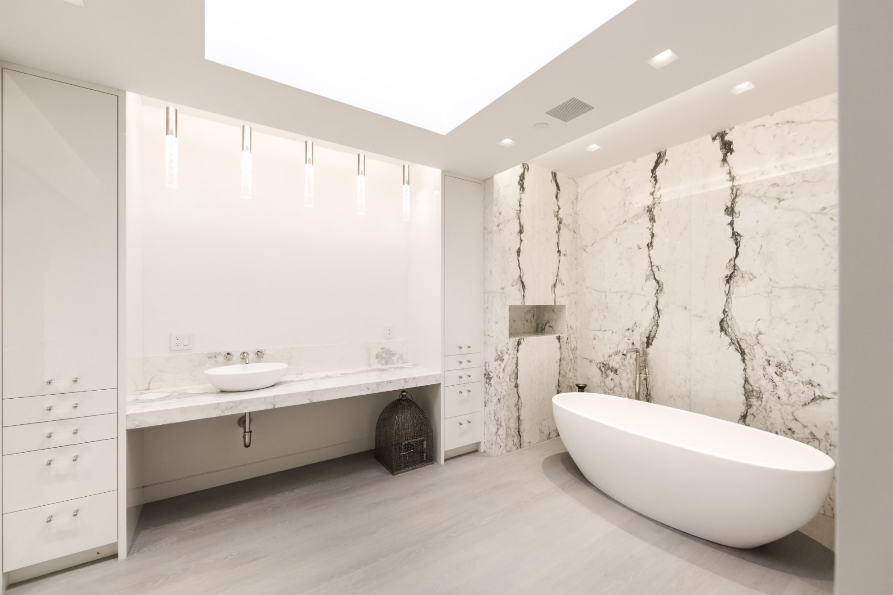 Primary bath under the skylight