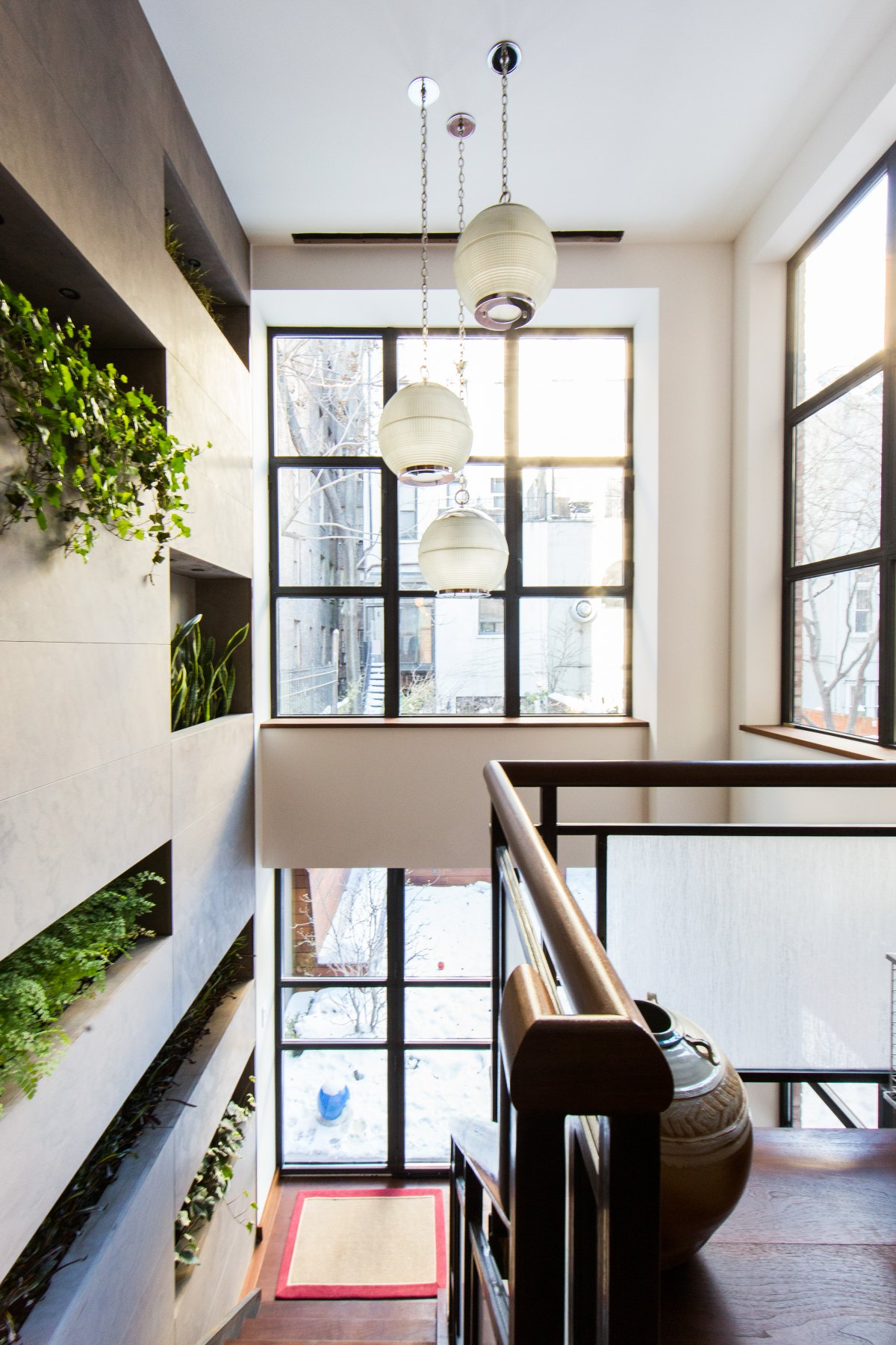 Stairwell with living wall