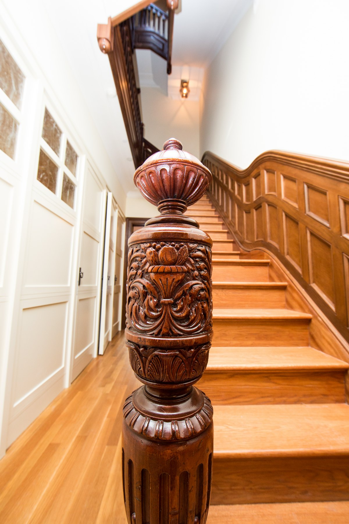 Original carved newel post