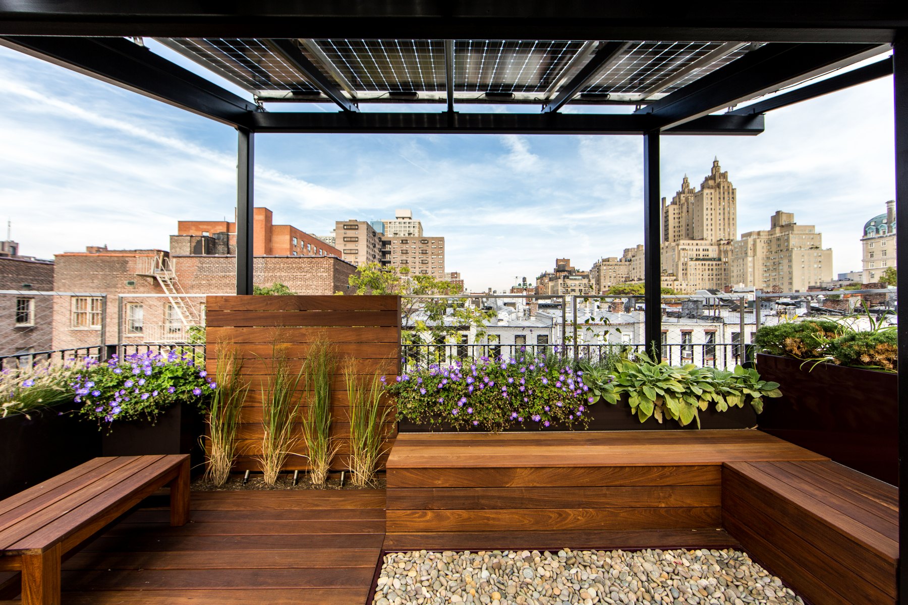 Roof terrace under the solar canopy